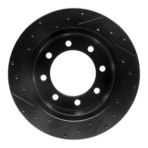 Ford E-150 Econoline Brake Rotor (1) - Rear Right - R1 Concepts - Drilled & Slotted - Black - `99-`07